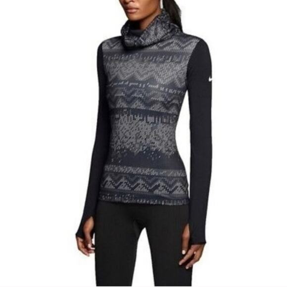 Nike Pro Hyperwarm Nordic Infinity Athletic Top Womens M Purple Funnel Neck - Picture 2 of 8